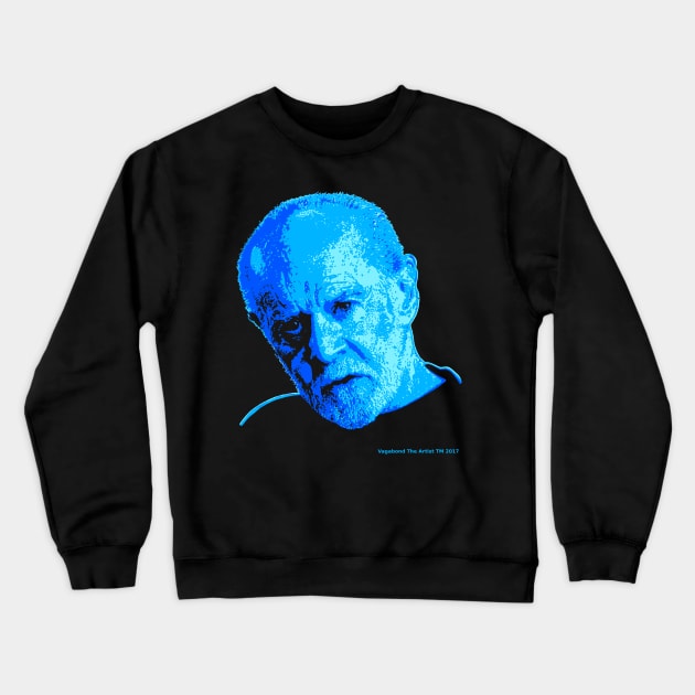 Black Tee - George Carlin Portrait Crewneck Sweatshirt by VagabondTheArtist